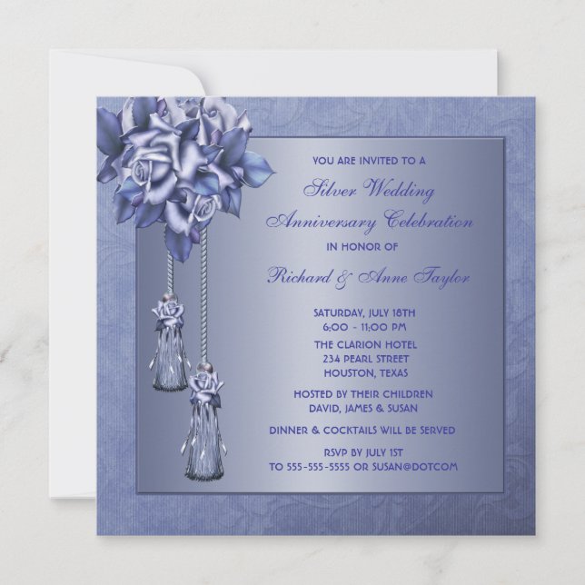 Convites Festa de Aniversário de 25 Anos de Casamento Purpl (Frente)