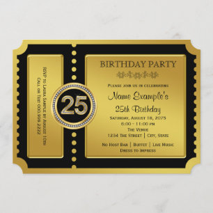 Convites Festa de Aniversário de 25 anos do Bilhete Dourado