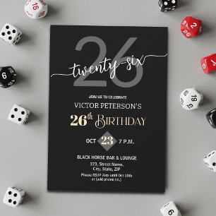 Convites Festa de Aniversário de 26 Anos Masculina Minimali