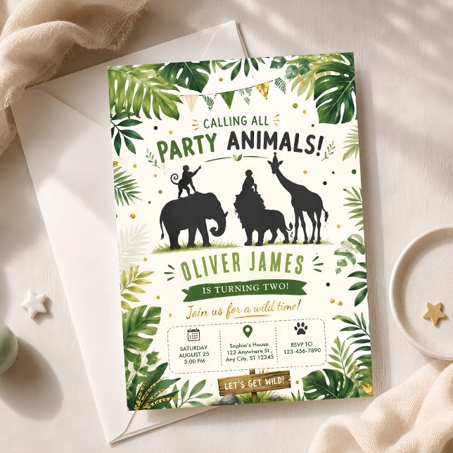 Convites Festa de Aniversário de 2 anos com Animais da Sava (Criador carregado)