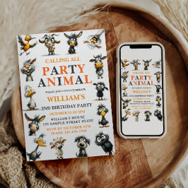 Convites Festa de Aniversário de 2 Anos com Animais Diverti