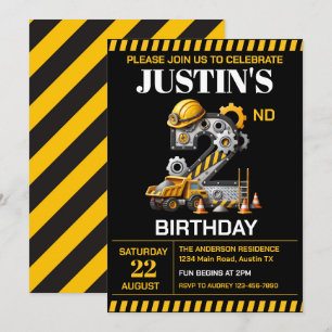 Convites Festa de Aniversário de 2 anos da Construção Fofa