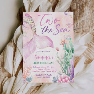 Convites Festa de Aniversário de 2 anos da Sereia Rosa Dois