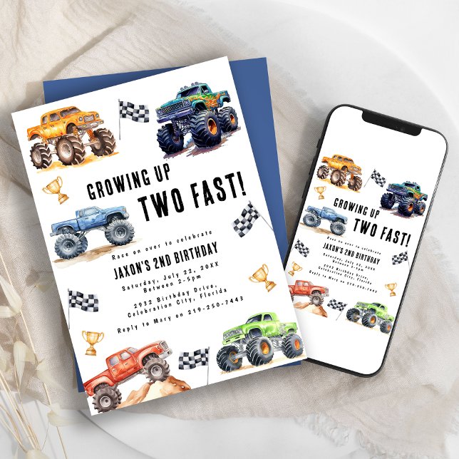 Convites Festa de Aniversário de 2 Anos dos Dois Caminhões  (Criador carregado)