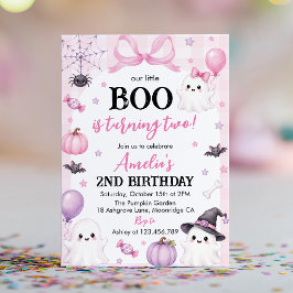 Convites Festa de Aniversário de 2 Anos Little Boo Pink Hal