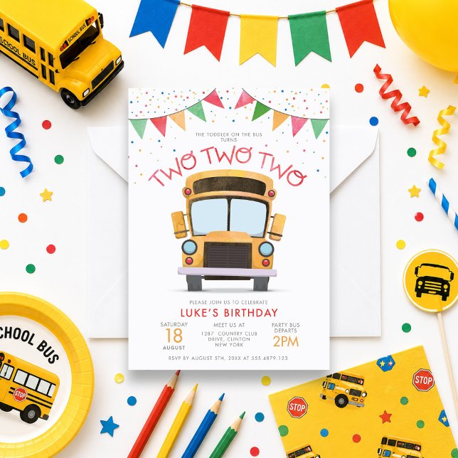 Convites Festa de Aniversário de 2 anos no Ônibus (Criador carregado)