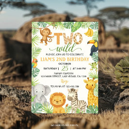 Convites Festa de Aniversário de 2 Anos Safari com Dois Ani
