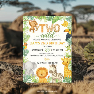 Convites Festa de Aniversário de 2 Anos Safari com Dois Ani