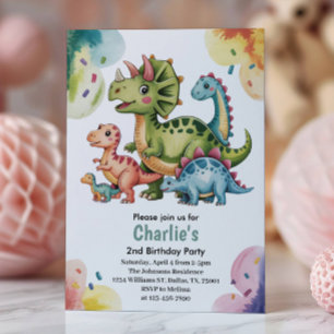 Convites Festa de Aniversário de 2 anos Tema Dinossauro par