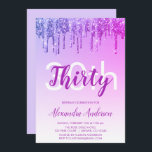 Convites Festa de aniversário de 30 anos com brilho roxo<br><div class="desc">Sparkle roxo e rosa-quente e Convite de festas de aniversário de 30 anos brilhante de Festa de aniversário brilhante. Este moderno convite de 30 anos é perfeito para um glam Sparkle Glitter Girly Party que procura celebrar no estilo. Entre em contato com o designer para encontrar itens personalizados correspondentes.</div>
