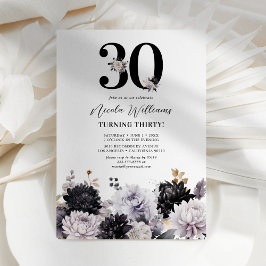 Convites Festa de Aniversário de 30 Anos com Florais Elegan