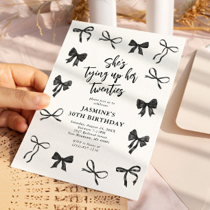 Convites Festa de Aniversário de 30 anos com Laço Preto