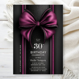 Convites Festa de Aniversário de 30 Anos com Laço Rosa Eleg
