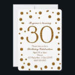 Convites Festa de Aniversário de 30 anos com Pontos Brilhan<br><div class="desc">Convites de Festa de Aniversário de 30 anos com Pontos Brilhantes Branco e Dourado 30º.</div>