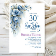 Festa de Aniversário de 30 Anos com Tema Floral Az