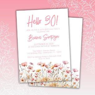 Convites Festa de Aniversário de 30 anos com Tema Floral Ro