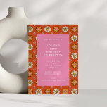 Convites Festa de aniversário de 30 anos cor-de-rosa laranj<br><div class="desc">Groovy Retro 60s Flores Laranja e aniversário de 30 anos cor-de-rosa - a idade pode ser alterada</div>