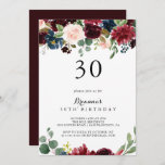 Convites Festa de aniversário de 30 anos da Caligrafia Russ<br><div class="desc">Este convite de festas de aniversário de 30 anos de caligrafia do outono é perfeito para uma festa de aniversário moderna. A design apresenta flores brilhantes,  vermelhas,  marinhos,  azuis e esbranquiçadas radiantes e graciosas pintadas à mão,  inspiradoras beleza natural.</div>