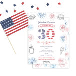 Convites Festa de aniversário de 30 anos da família Red Whi<br><div class="desc">Aniversário de 30 anos azul e branco vermelho design de convite para uma festa de piquenique ou um biscoito ao ar livre amigo da família</div>