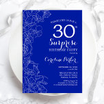 Convites Festa de aniversário de 30 anos da Surpresa Real B<br><div class="desc">Convite de festas Floral Royal White Surprise aniversário de 30 anos. Design minimalista moderno com sotaques botânicos e letra de escrita tipográfica. Simples cartão de convite floral perfeito para uma festa surpresa na moda. Pode ser personalizado para qualquer idade. Impressos convites Zazzle ou modelo de impressão digital instantânea para download....</div>