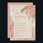 Convites Festa de aniversário de 30 anos de Blooms de Hydra<br><div class="desc">A terça coloração da água da boêmia seca por blush hydrangeas,  allium e pampas,  design de aniversário milestone da mulher do "Partido aniversário de 30 anos" floral. Design composto por Holiday Hearts Design (direitos reservados).</div>