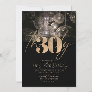 Convites Festa de aniversário de 30 anos de bola de Disco a