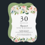Convites Festa de aniversário de 30 anos de Folhagem Verde<br><div class="desc">Este simples convite de festas de folhagem verde floral é perfeito para uma festa de aniversário tropical. A design apresenta rosas brancos,  cor-de-rosa e pincéis pintados à mão,  embutidos em folhagem verde,  inspiradora beleza artística.</div>