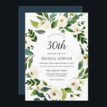 Convites Festa de aniversário de 30 anos de Frota Botânica,<br><div class="desc">Festa Floral Botânica de aniversário de 30 anos Convidar Belo Floral Branco Ver coleção correspondente em Niche e Nest Store</div>