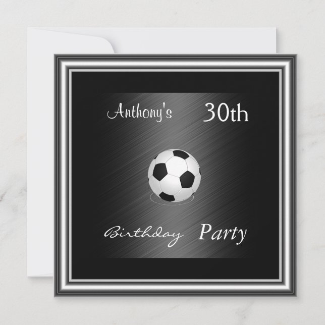 Convites Festa de Aniversário de 30 anos de Futebol prata (Frente)