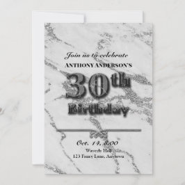 Convites Festa de aniversário de 30 anos de Marble