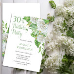 Convites Festa de aniversário de 30 anos de Rosas Brancas E<br><div class="desc">Celebrando sua "Festa de aniversário" 30 com rosas brancas elegantes com este design floral em cascata com sutil guião verde-sábio e texto serif. Design composto por Holiday Hearts Design (direitos reservados). O texto do script não pode ser editado.</div>