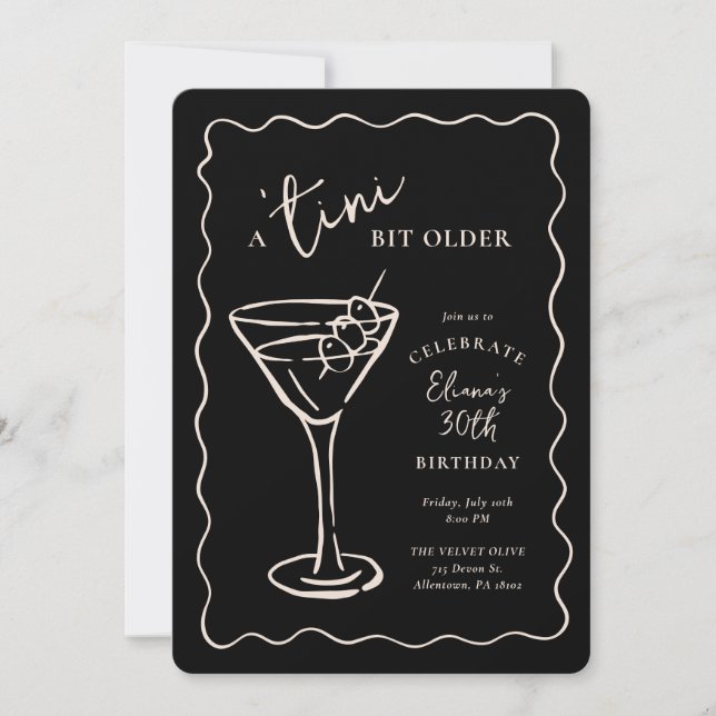 Convites Festa de aniversário de 30 anos de Tini Bit Antigo (Frente)