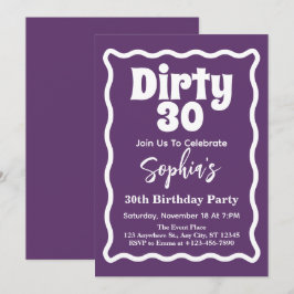 Convites Festa de Aniversário de 30 anos Dirty 30 Curva Ond