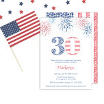 Convites Festa de aniversário de 30 anos do Fogos de Artifí<br><div class="desc">Um moderno convite de festas vermelho, branco e azul, inspirado no Verão, com fogos de artifício pintados à mão, morangos e amoras azuis dispostos na bandeira dos EUA. Originalmente, pintei estes elementos individualmente em papel aquoso a 100% de algodão e depois digitalizei-os para a forma digital para ajuste final e,...</div>