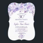 Convites Festa de aniversário de 30 anos Floral Azul Púrpur<br><div class="desc">Elegante design de placa flexível azul púrpura púrpura púrpura Elegante Paleta de aquarelas elegante: roxo claro,  tons de lavanda e azul empoeirado. Flores de aquarela macia e lindas fontes. Use a ferramenta Personalizar para adicionar suas informações. Para itens correspondentes,  por favor,  visite minha Coleção Floral Azul Púrpura Leve.</div>