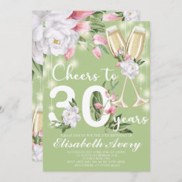 Convites Festa de aniversário de 30 anos Floral de Champagn