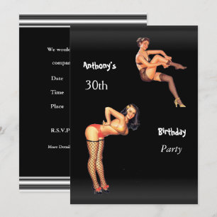 Convites Festa de Aniversário de 30 anos Garotas Pin-up