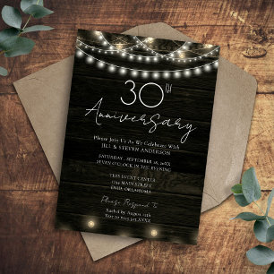 Convites Festa de Aniversário de 30 anos Luzes de Madeira R