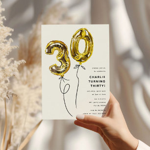 Convites Festa de Aniversário de 30 Anos Minimal Gold 30 Ba