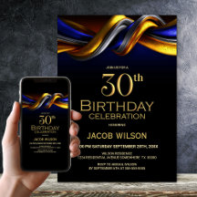 Festa de Aniversário de 30 Anos Moderna em Azul e 