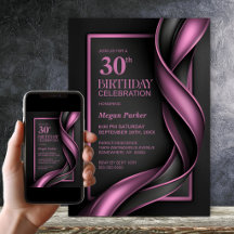 Festa de Aniversário de 30 Anos Moderna Preta e Ro