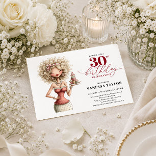 Convites Festa de Aniversário de 30 Anos Mulher Excêntrica 