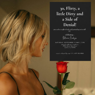 Convites Festa de aniversário de 30 anos preto e branco