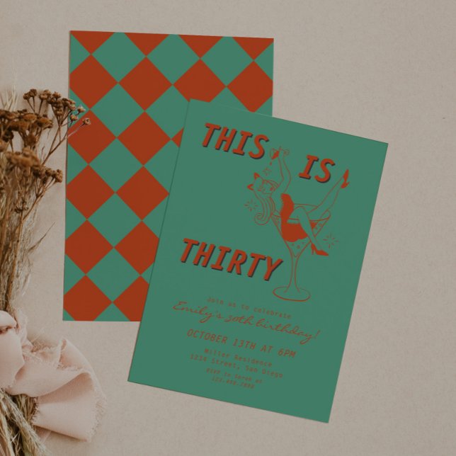 Convites Festa de aniversário de 30 anos Retrópico Laranja  (Criador carregado)