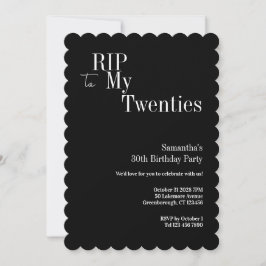 Convites Festa de Aniversário de 30 anos RIP Twenties Preto