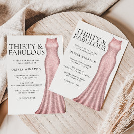 Convites Festa de aniversário de 30 anos Rosa de Vestidos D