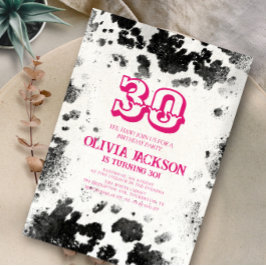 Convites Festa de aniversário de 30 anos Rosa Quente com Im
