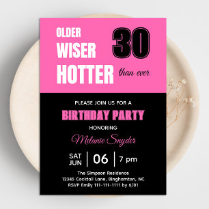 Convites Festa de Aniversário de 30 Anos Rosa Quente Mais V