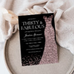 Convites Festa de aniversário de 30 anos Rosa,, Vestidas Do<br><div class="desc">Rosa Negra,  Dourada Vestido,  aniversário de 30 anos Convite de festas 30 e fabulosas Variações para o convite e itens correspondentes na nossa loja</div>