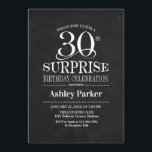 Convites Festa de aniversário de 30 anos surpresas - Branco<br><div class="desc">Convite à Celebração de aniversário de 30 anos de Surpresa Russa. Design elegante em quadros brancos e pretos e padrão de ouro brilhante. Apresenta uma fonte elegante de script. Envie-me uma mensagem se precisar de mais personalização.</div>